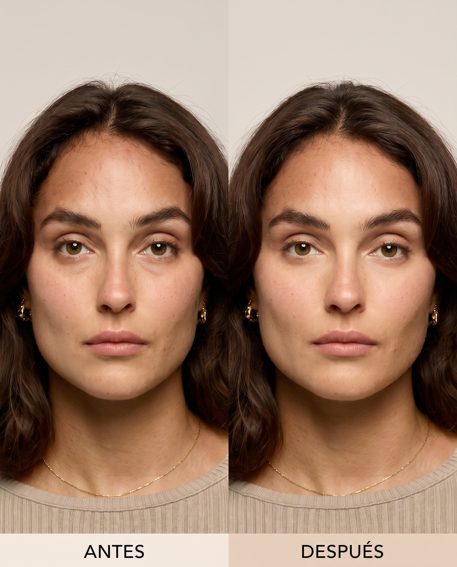 Antes y despues del uso del cepillo facial linfatico